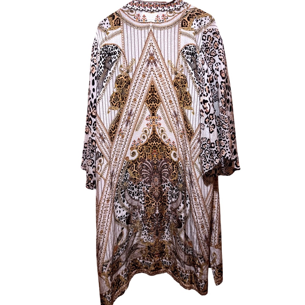 Angel Wings Lucy MacGill Kimono Duster Leopard Baroque Print One Size White Gold